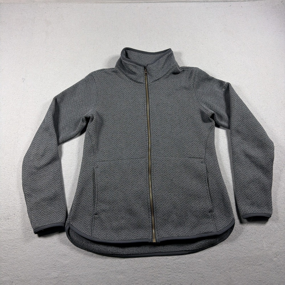 Columbia Fleece Jacket Women Medium Gray Herringbone Full Zip Casual Hiking